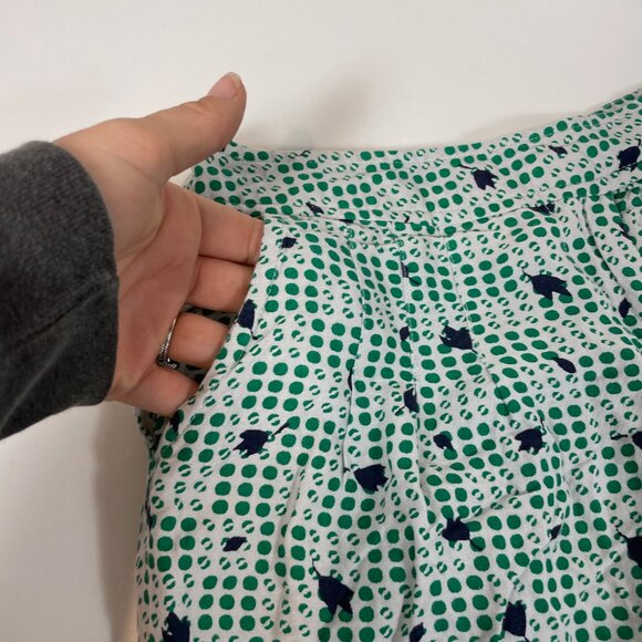 Cooperative Green Polka Dot Casual Shorts Sz 2 Womens Mid Rise Tie Waist Pockets - Picture 2 of 10